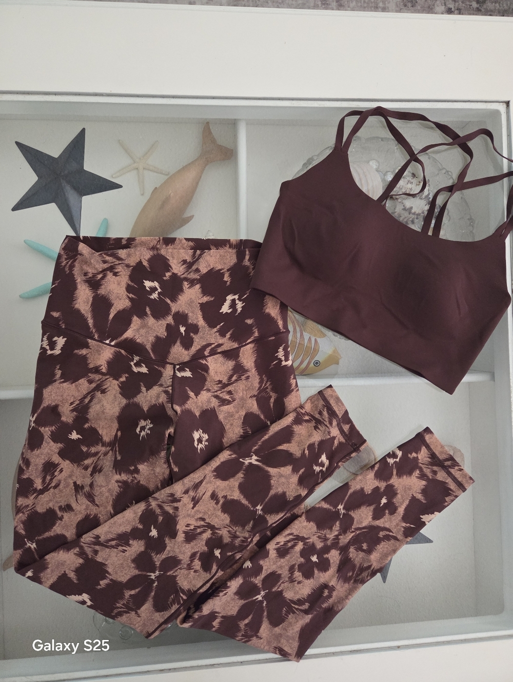 2 Piece Offline aerie Brown & Tan Tie-Dye Active Leggings W Offline sports top